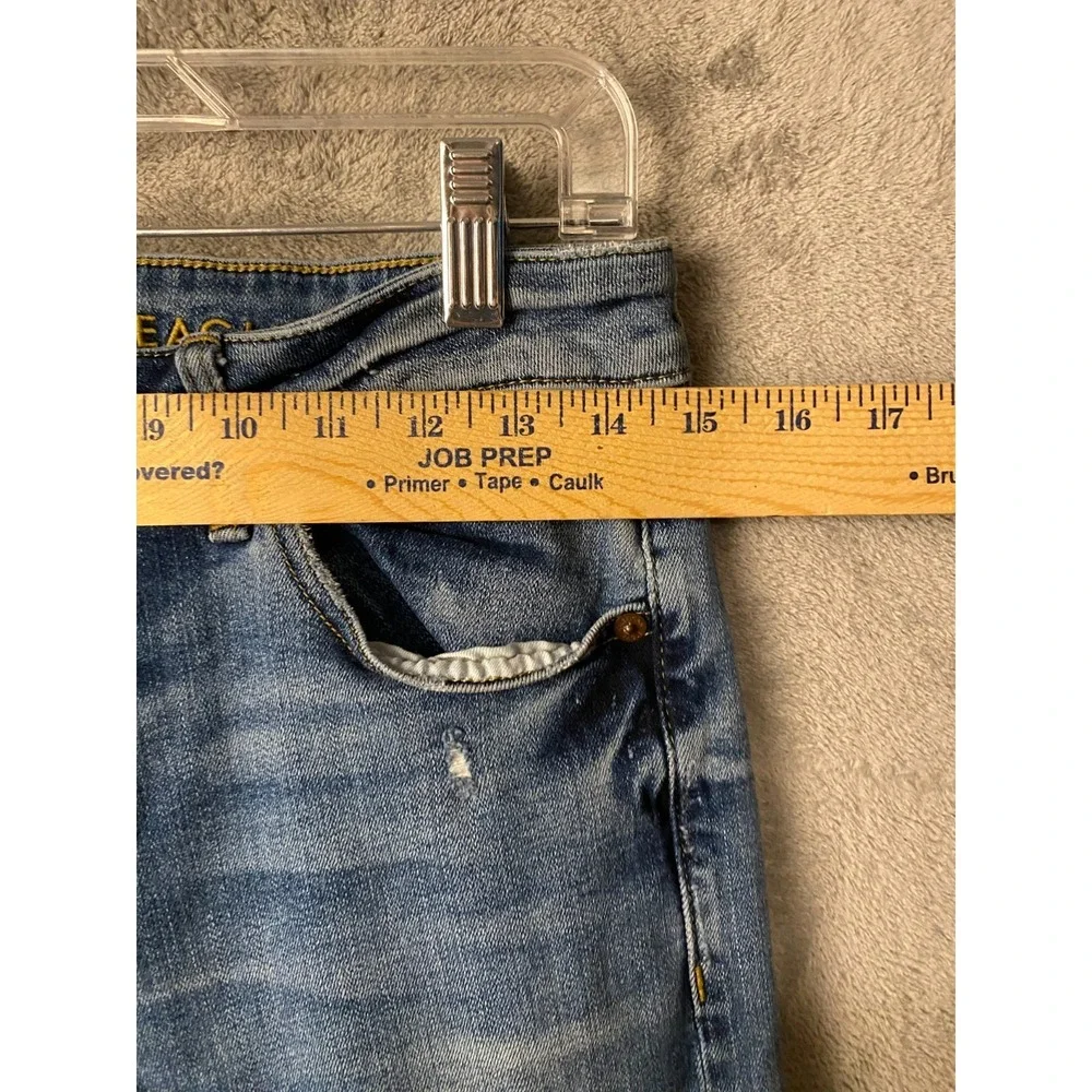 American Eagle Original Straight Flex Jeans Men's 30x34 Blue Distressed Denim